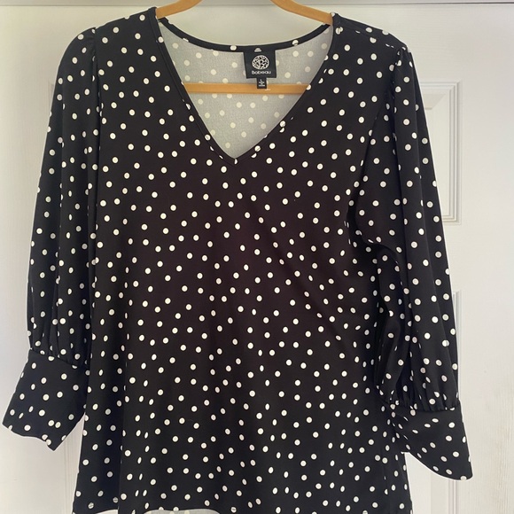 bobeau Tops - Bobeau Black and White Polka Dot Blouse
